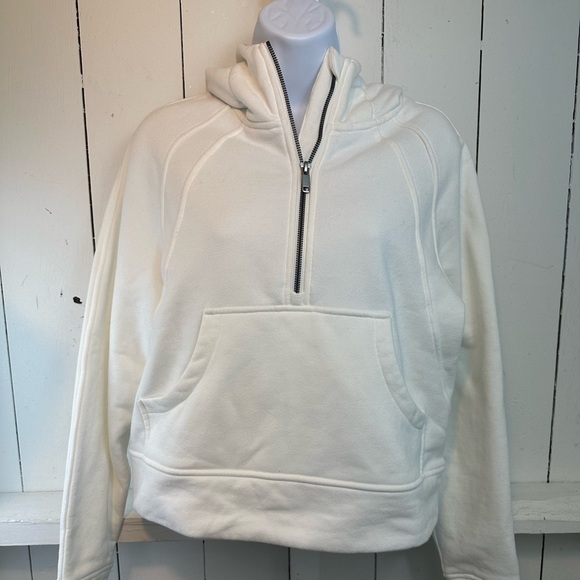 Sweaty Rocks White High Waist Crop 3/4 Zip Hoodie Pockets Sweatshirt - Picture 5 of 10